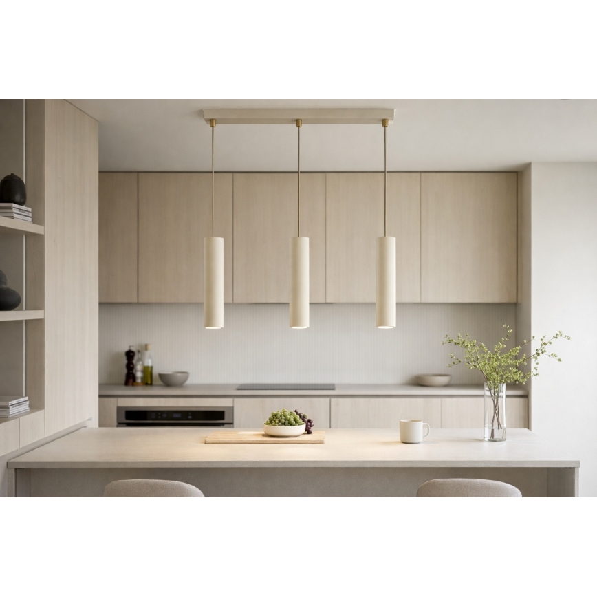 Brilagi - Suspension sur câble TUBE 3xGU10/15W/230V beige/doré