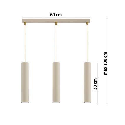 Brilagi - Suspension sur câble TUBE 3xGU10/15W/230V beige/doré