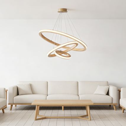 Brilagi - Suspension sur câble UMEA WOOD LED/45W/230V Ø 60 cm en bois d'hévéa