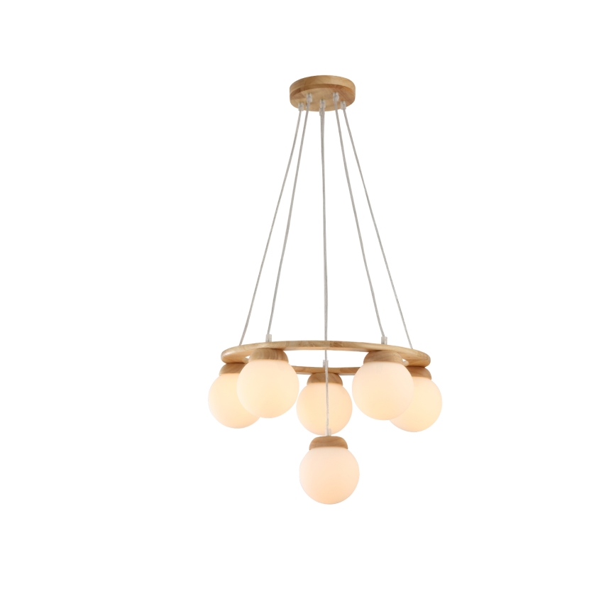 Brilagi - Suspension sur câble VISBY WOOD 6xE27/60W/230V Ø 58 cm en bois