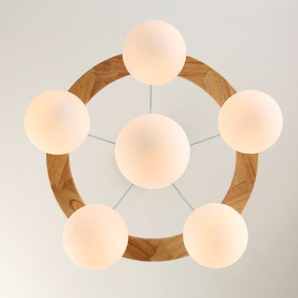Brilagi - Suspension sur câble VISBY WOOD 6xE27/60W/230V Ø 58 cm en bois