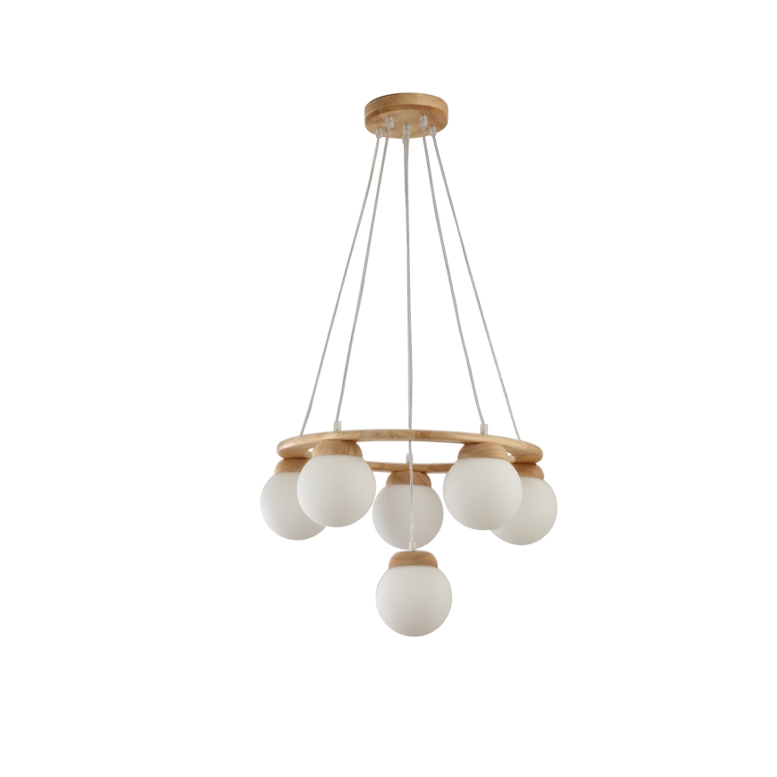 Brilagi - Suspension sur câble VISBY WOOD 6xE27/60W/230V Ø 58 cm en bois