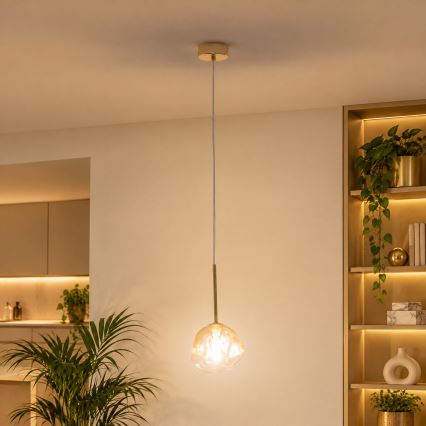 BRILAGI - Suspension sur câble VULCANO 1xG9/8W/230V Ø 15 cm dorée / beige fumé
