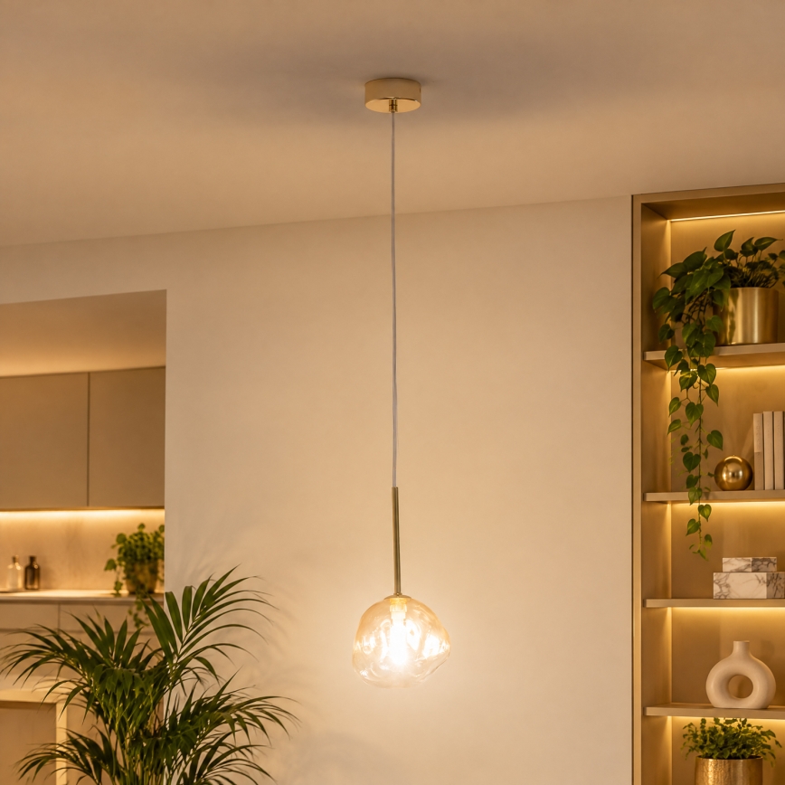 BRILAGI - Suspension sur câble VULCANO 1xG9/8W/230V Ø 15 cm dorée / beige fumé