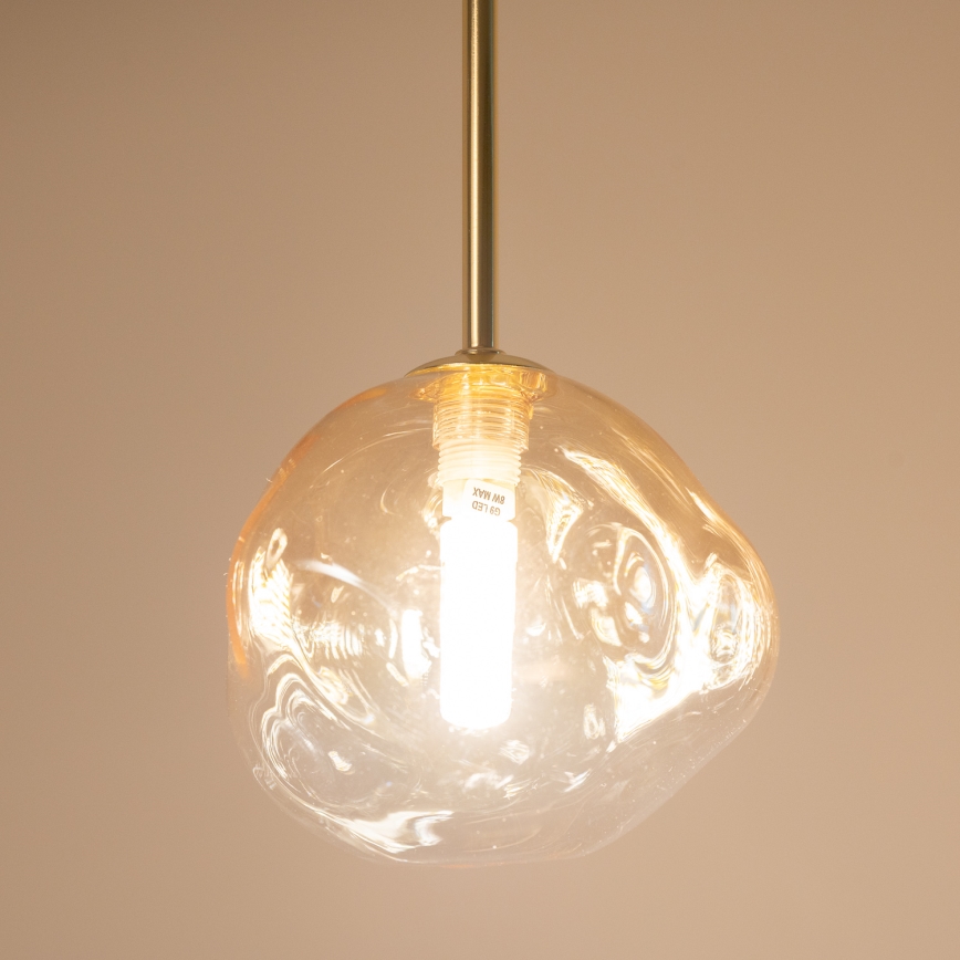 BRILAGI - Suspension sur câble VULCANO 1xG9/8W/230V Ø 15 cm dorée / beige fumé