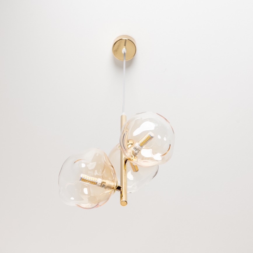 BRILAGI - Suspension sur câble VULCANO 3xG9/8W/230V doré/beige fumé