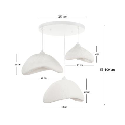 Brilagi - Suspension sur câble WABI SABI 3xE27/40W/230V Ø 82 cm blanche