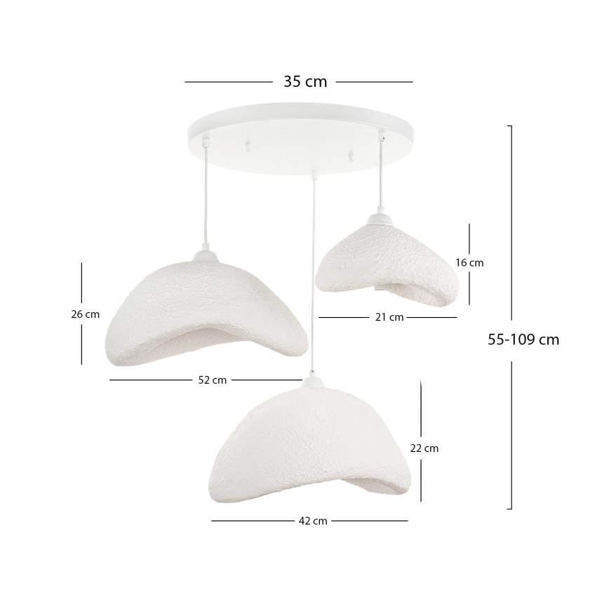 Brilagi - Suspension sur câble WABI SABI 3xE27/40W/230V Ø 82 cm blanche