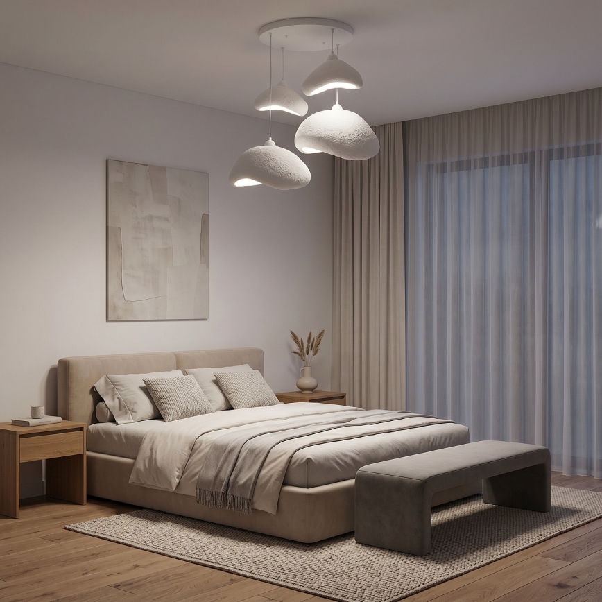 Brilagi - Suspension sur câble WABI SABI 4xE27/40W/230V Ø 90 cm blanche