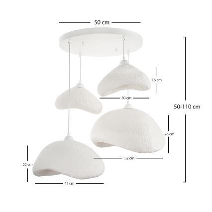 Brilagi - Suspension sur câble WABI SABI 4xE27/40W/230V Ø 90 cm blanche