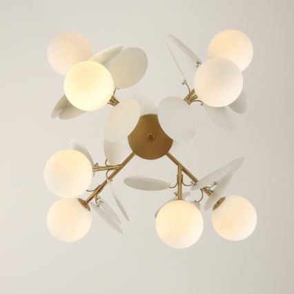 Brilagi - Suspension sur tige BALMO 8xG9/9W/230V diam. 60 cm doré/blanc