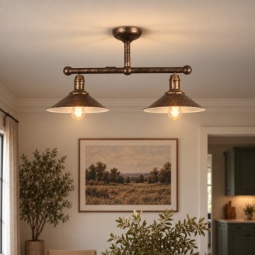 BRILAGI - Suspension sur tige FORGE 2xE27/60W/230V cuivre/patiné