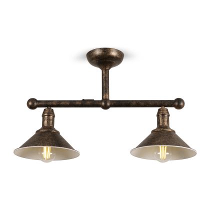 BRILAGI - Suspension sur tige FORGE 2xE27/60W/230V cuivre/patiné
