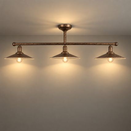 BRILAGI - Suspension sur tige FORGE 3xE27/60W/230V cuivrée/patinée