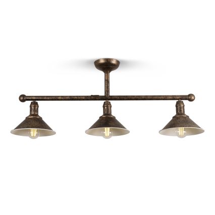 BRILAGI - Suspension sur tige FORGE 3xE27/60W/230V patine/cuivrée