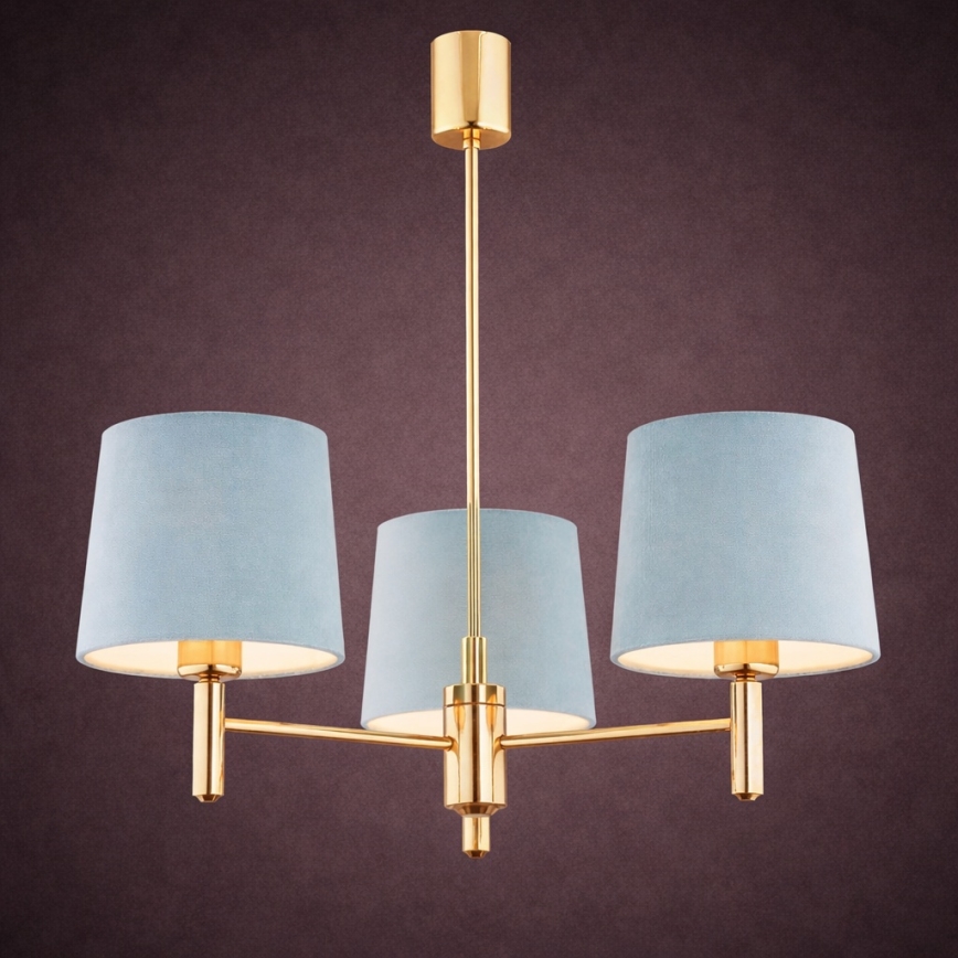 Brilagi - Suspension sur tige MONTE 3xE27/60W/230V bleu/doré