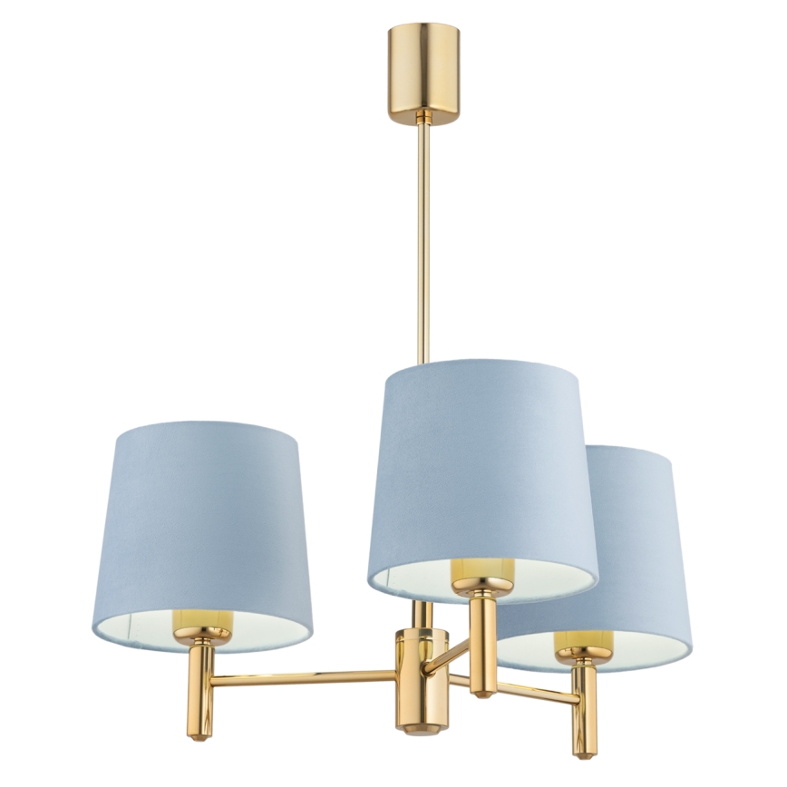 Brilagi - Suspension sur tige MONTE 3xE27/60W/230V bleu/doré