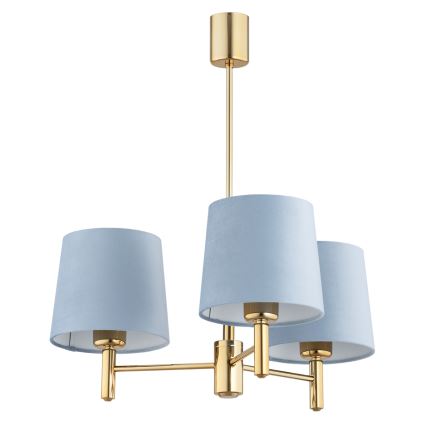 Brilagi - Suspension sur tige MONTE 3xE27/60W/230V bleu/doré