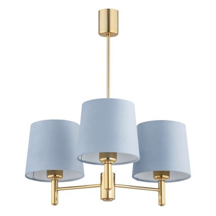 Brilagi - Suspension sur tige MONTE 3xE27/60W/230V bleu/doré