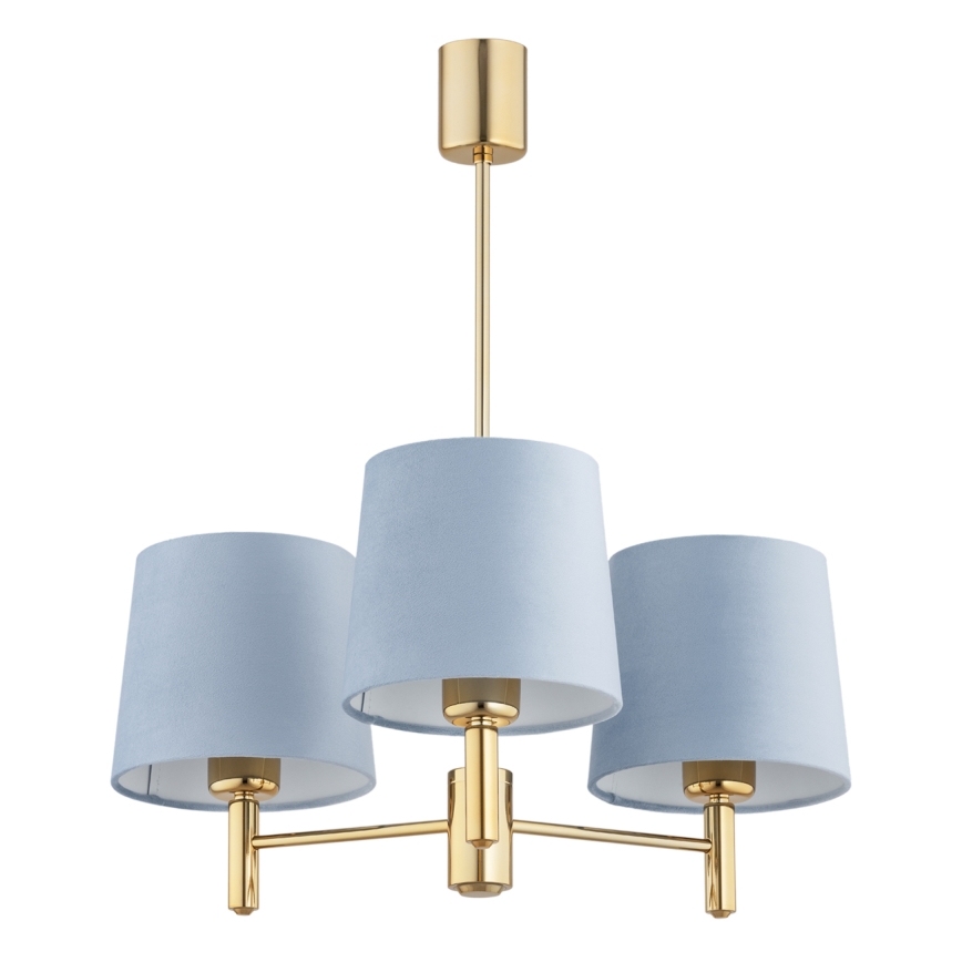 Brilagi - Suspension sur tige MONTE 3xE27/60W/230V bleu/doré
