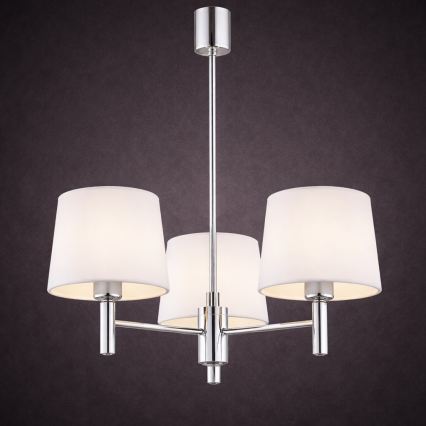 Brilagi - Suspension sur tige MONTE 3xE27/60W/230V crème/chrome brillant