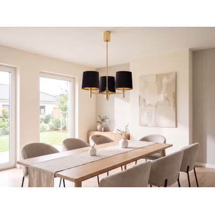 Brilagi - Suspension sur tige MONTE 3xE27/60W/230V noir/doré