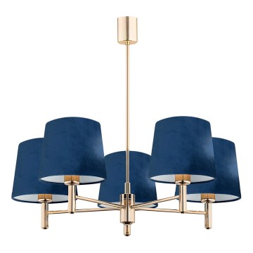 Brilagi - Suspension sur tige MONTE 5xE27/15W/230V bleu/doré