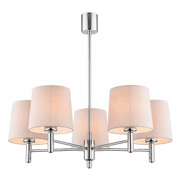 Brilagi - Suspension sur tige MONTE 5xE27/60W/230V beige/chrome brillant