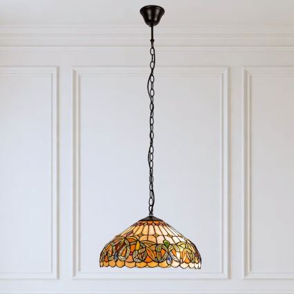 Brilagi - Suspension Tiffany en vitrail LUISA sur chaîne 2xE27/60W/230V