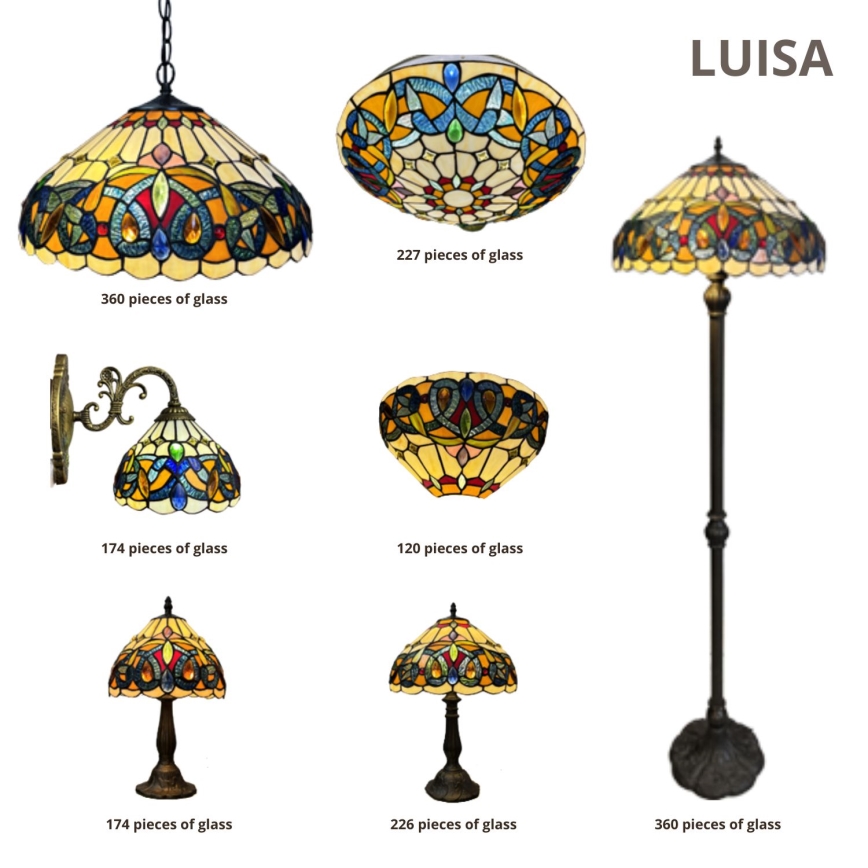Brilagi - Suspension Tiffany en vitrail LUISA sur chaîne 2xE27/60W/230V