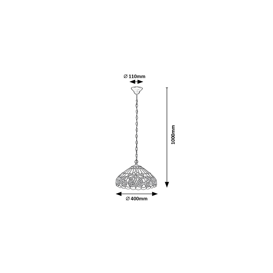 Brilagi - Suspension Tiffany en vitrail LUISA sur chaîne 2xE27/60W/230V