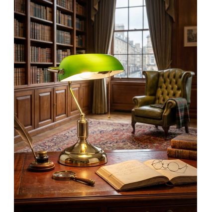 BRILAGI - Tafellamp BANK OFFICE 1xE27/60W/230V goud/groen