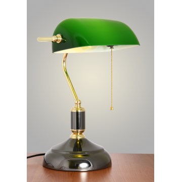 Brilagi - Tafellamp BANK OFFICE 1xE27/60W/230V zwart/goud/groen