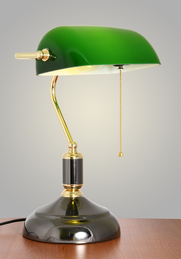 Brilagi - Tafellamp BANK OFFICE 1xE27/60W/230V zwart/goud/groen