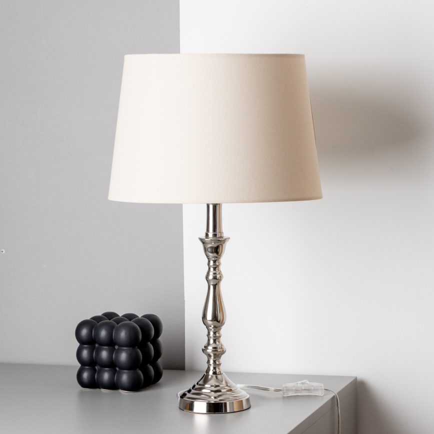 Brilagi - Tafellamp CERIA 1x E27/60W/230V Ø 30 cm glanzend chroom/beige