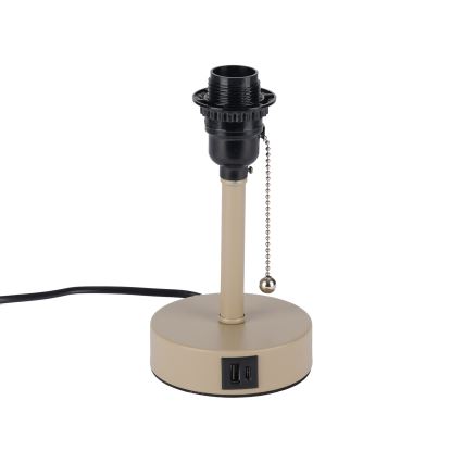 Brilagi - Tafellamp met USB-poort TABLON 1xE27/25W/230V beige/crème