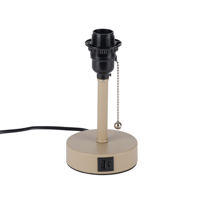 Brilagi - Tafellamp met USB-poort TABLON 1xE27/25W/230V beige/grijs