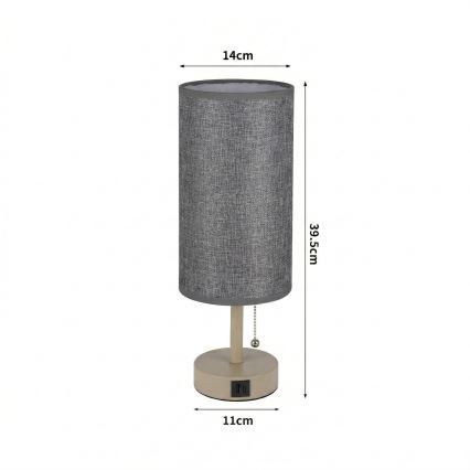 Brilagi - Tafellamp met USB-poort TABLON 1xE27/25W/230V beige/grijs
