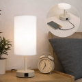 Brilagi - Tafellamp met USB-poort TABLON 1xE27/25W/230V beige/wit