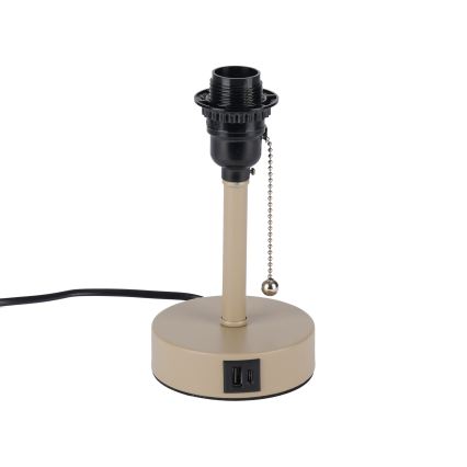 Brilagi - Tafellamp met USB-poort TABLON 1xE27/25W/230V beige/zwart