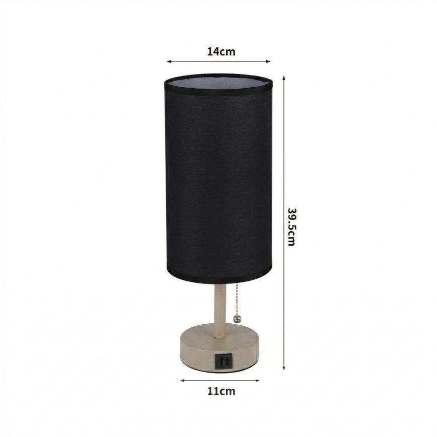 Brilagi - Tafellamp met USB-poort TABLON 1xE27/25W/230V beige/zwart