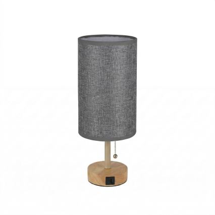 Brilagi - Tafellamp met USB-poort TABLON 1xE27/25W/230V eiken/beige/grijs