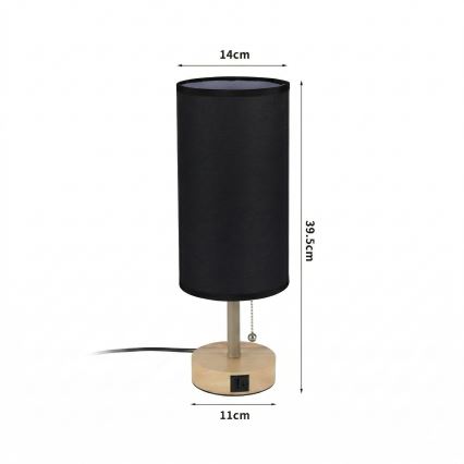 Brilagi - Tafellamp met USB-poort TABLON 1xE27/25W/230V eiken/beige/zwart