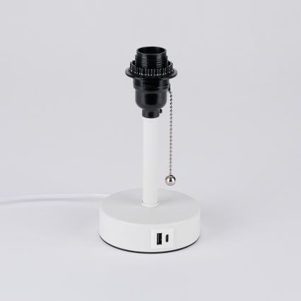 Brilagi - Tafellamp met USB-poort TABLON 1xE27/25W/230V wit/beige