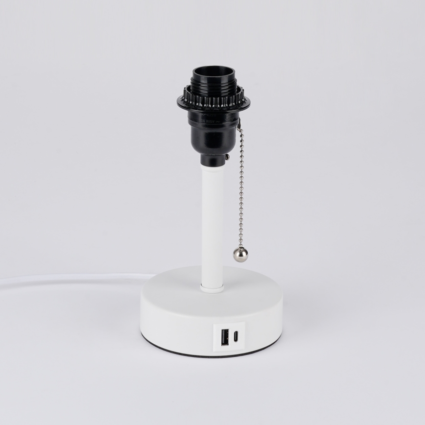 Brilagi - Tafellamp met USB-poort TABLON 1xE27/25W/230V wit/beige