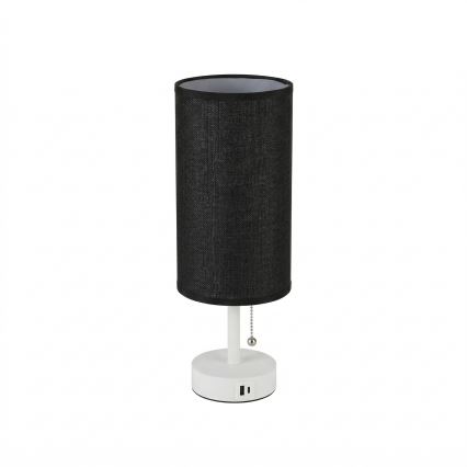 Brilagi - Tafellamp met USB-poort TABLON 1xE27/25W/230V wit/zwart