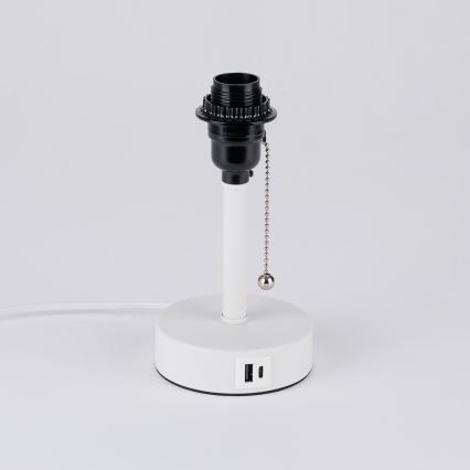 Brilagi - Tafellamp met USB-poort TABLON 1xE27/25W/230V wit/zwart