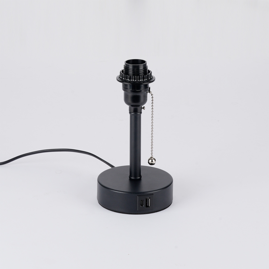 Brilagi - Tafellamp met USB-poort TABLON 1xE27/25W/230V zwart/grijs