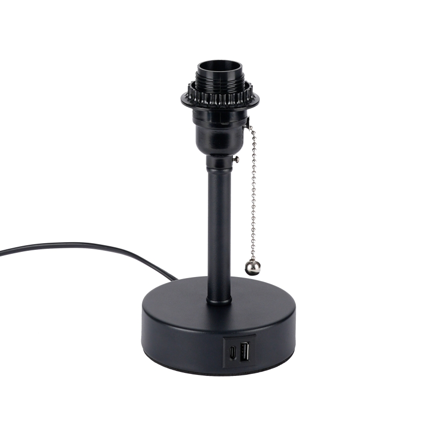 Brilagi - Tafellamp met USB-poort TABLON 1xE27/25W/230V zwart/wit