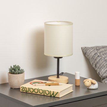 Brilagi - Tafellamp NUBILA WOOD 1xE27/25W/230V eiken/zwart/crème